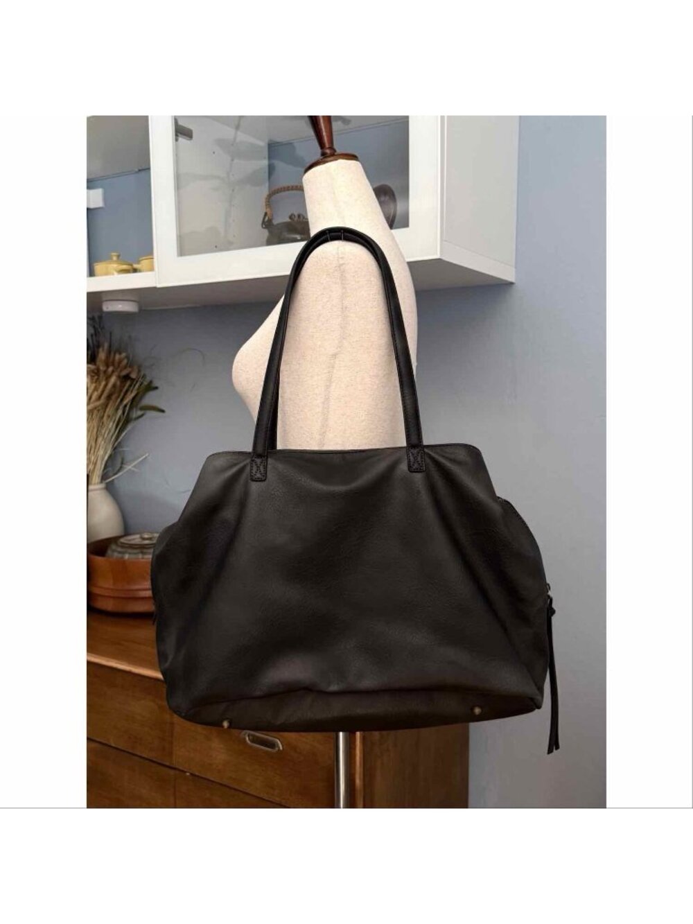 Free People Sid Slouchy Vegan Tote Bag Black